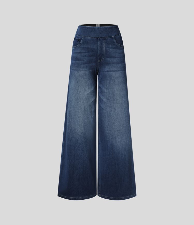 ColaFlex™ Jeans casual con vita alta, tasche multiple e gamba larga