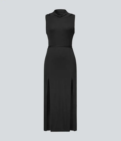 ColaZebra™ - Abito casual midi con Capuccio, Senza maniche e schiena a Zebra