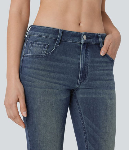 ColaFlex™ Denim Low - Jeans svasati casual e sbiaditi in denim, elasticizzato con vita bassa e tasche multiple.