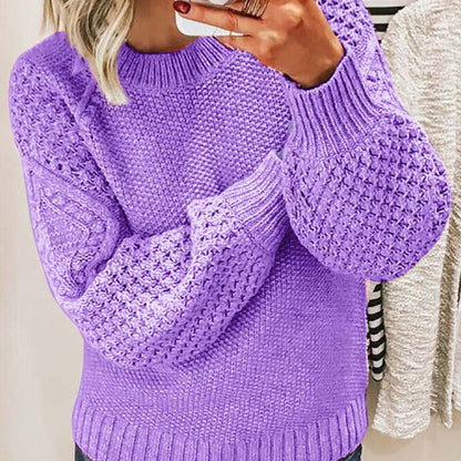 Maglione casual in maglia a tinta unita