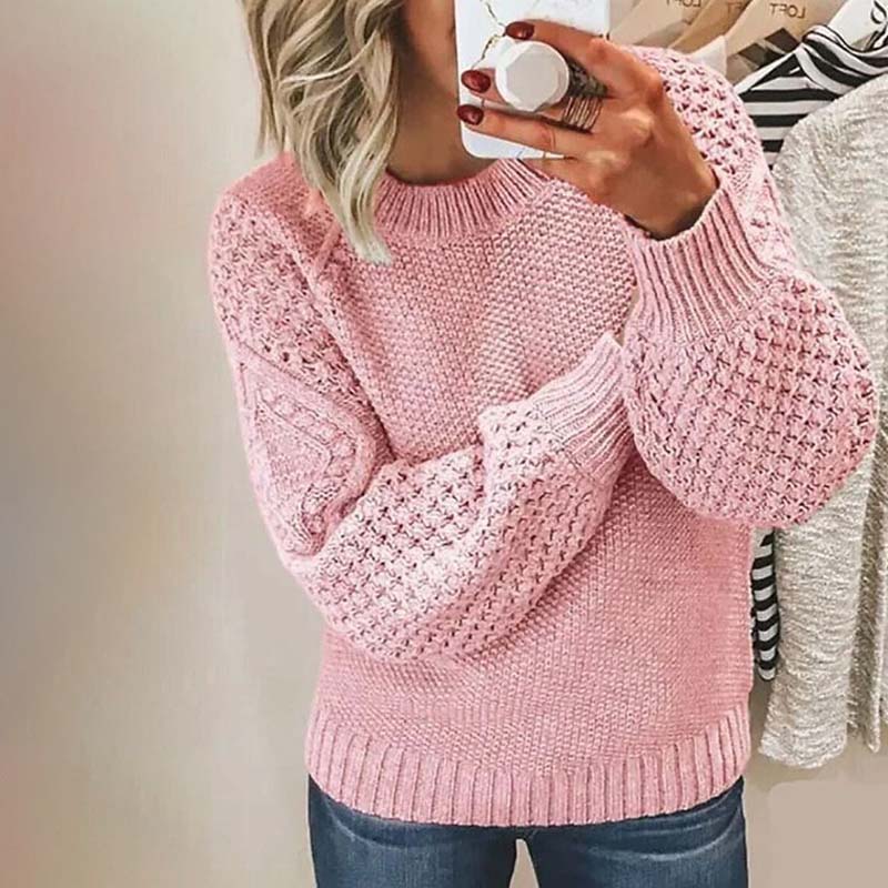 Maglione casual in maglia a tinta unita