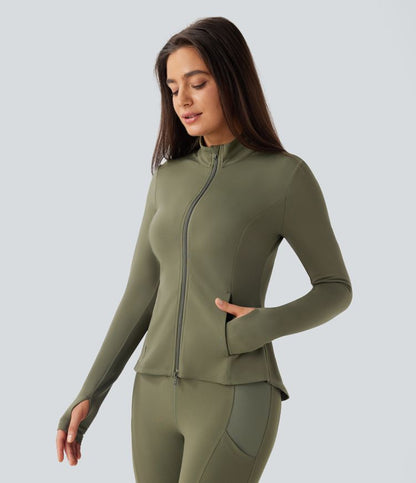 ColaSoft™ -  Giacca slim da equitazione con Collo alto, Maniche con foro per il pollice e Zip plissettata