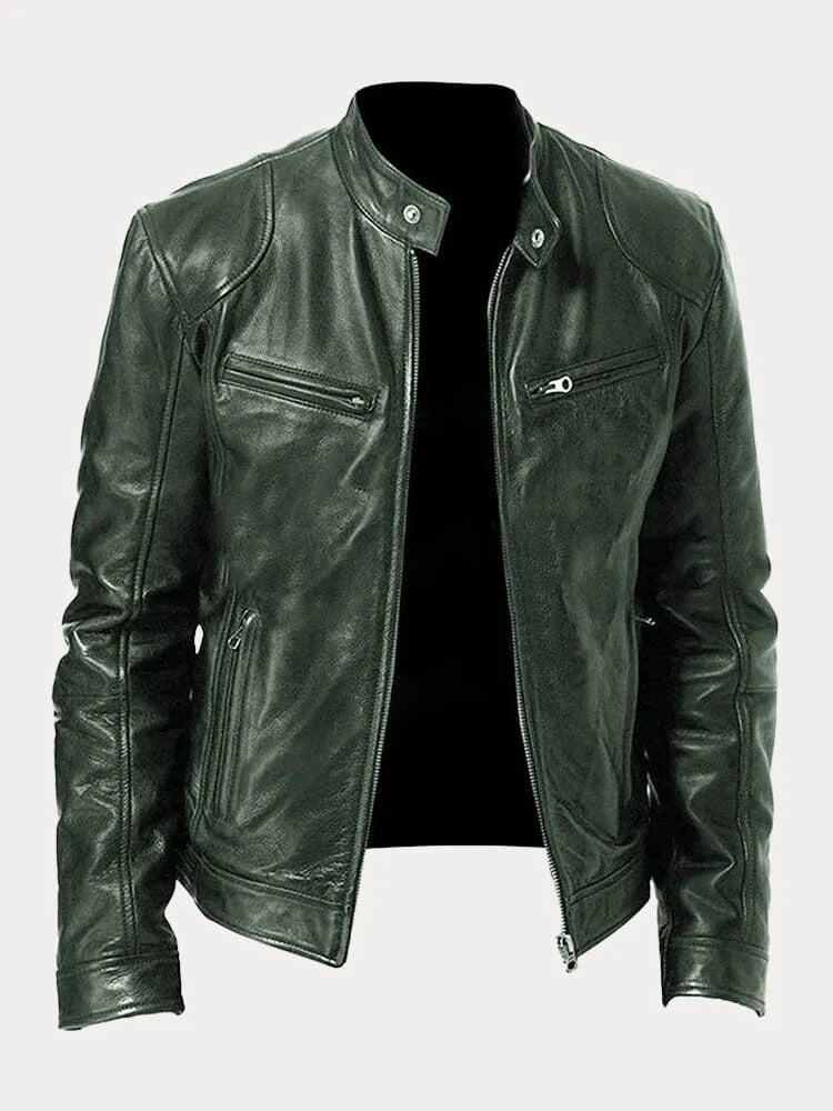 Giacca di pelle casual da uomo