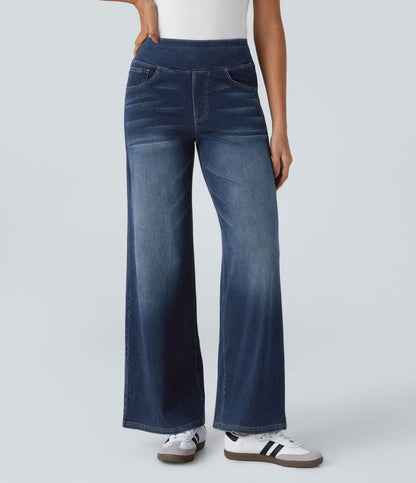 ColaFlex™ Jeans casual con vita alta, tasche multiple e gamba larga