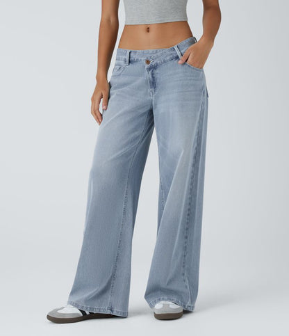ColaFlex™ Low X - Jean a vita bassa con chiusura a bottone e zip, tasche multiple a gamba larga