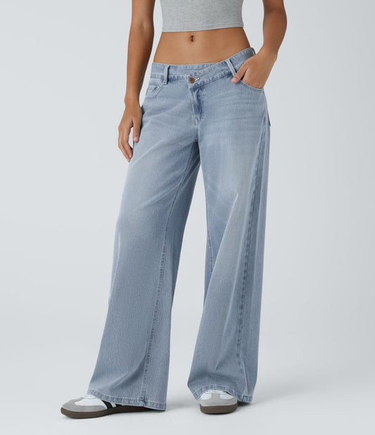 ColaFlex™ Low X - Jean a vita bassa con chiusura a bottone e zip, tasche multiple a gamba larga